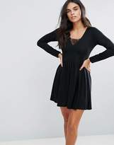 Thumbnail for your product : Brave Soul Stephens Long Sleeve Dress With Lace Insert