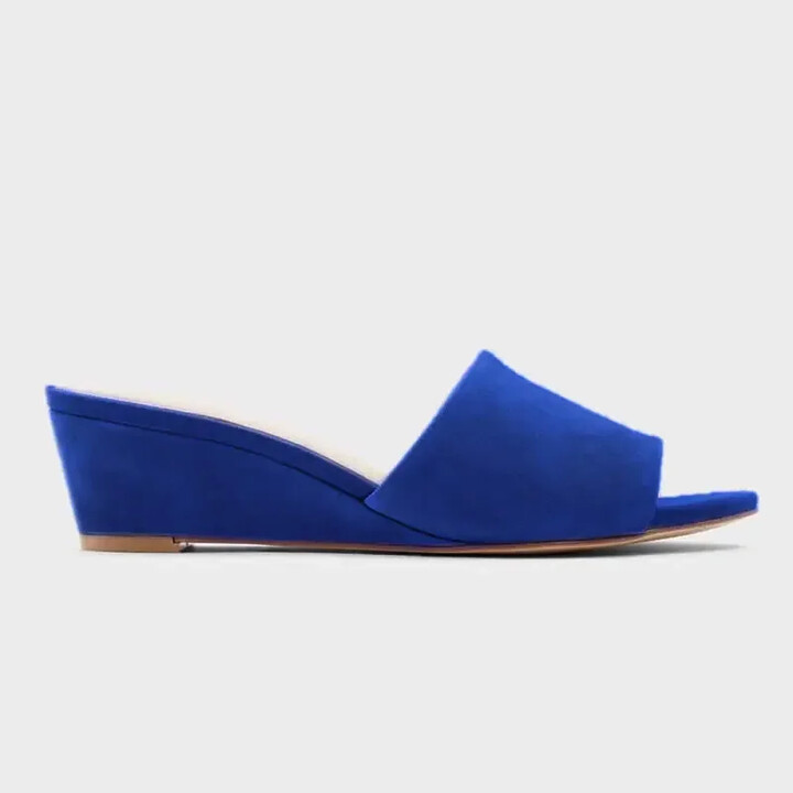LOSLANDIFEN Women Elegant Summer Slippers 3cm Velvet Mules Wedge Sandals Slippers Open Toe High Heels Casual Dress Woman Shoes Plus Size
