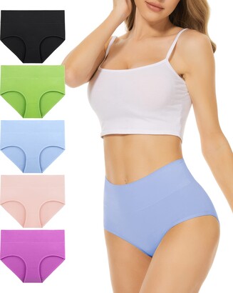 PULIOU Womens Knickers Ladies High Waisted Cotton Underwear Panties Briefs  Full Back Coverage Comfy Stretchy Slight Tummy Contorl Multipack of 5 -  ShopStyle