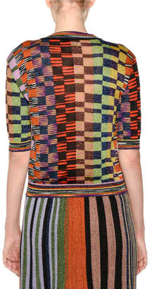Missoni Crewneck Short-Sleeve Multicolor Knit Top