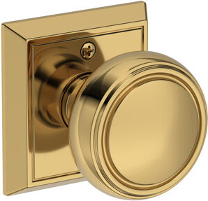 Baldwin Bremerton Full Dummy Knob with Chamfered Square Rose in Non-lacqered Brass