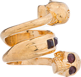 Thumbnail for your product : Alexander McQueen Gold Spiral Twin Skull Ring
