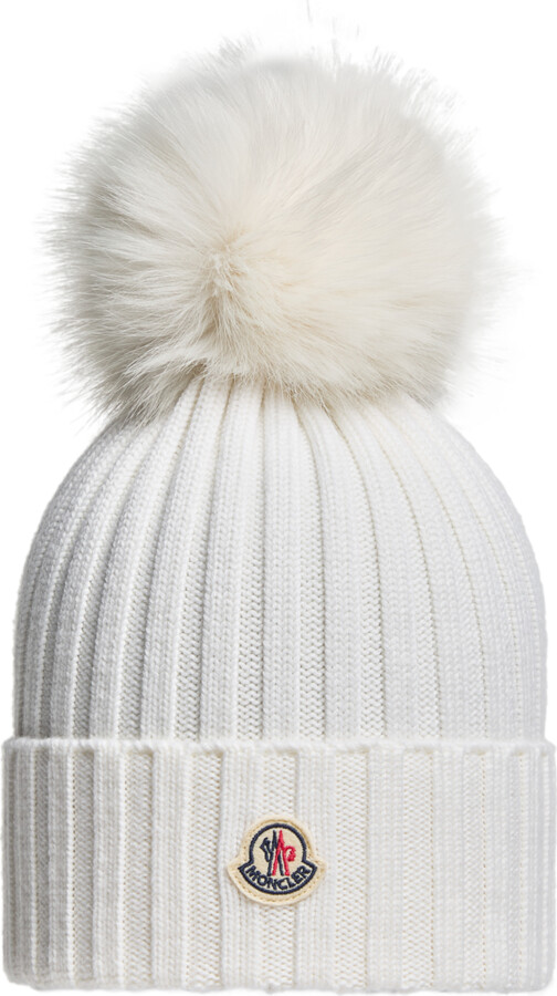 Moncler Collection Moncler Wool Beanie With Faux Fur Pom Pom, Women,
