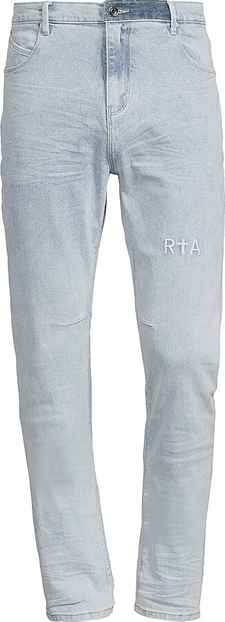 RtA Men's Bryant Stretch Slim-Fit Jeans - Light Wash Small Size 40
