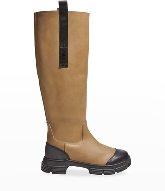 Ganni Country Bicolor Leather Tall Boots