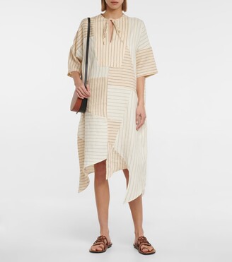 Loewe Patchwork linen-blend midi dress