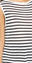 Thumbnail for your product : Alexander Wang T by Stripe Rayon Linen Boat Neck Sleeveless Tee