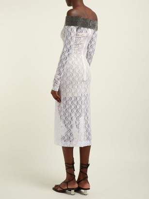 Christopher Kane Crystal-embellished Chantilly-lace Midi Dress - Womens - White