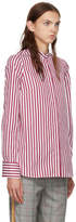 Thumbnail for your product : Alexander McQueen Burgundy and White Slash Cuff Striped Shirt