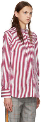 Alexander McQueen Burgundy and White Slash Cuff Striped Shirt