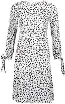Thumbnail for your product : boohoo Petite Smudge Spot Print Tie Fit & Flare Midi Dress