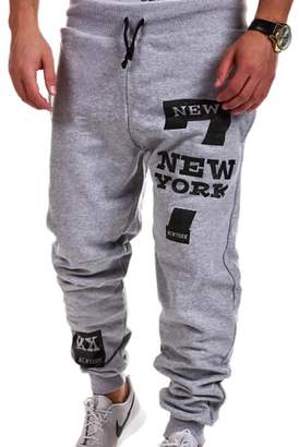 NORAME Men's Sweatpants Drawstring Tideway Casual Pants Baggy Jogger Trousers (L, Light Grey)