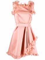 Thumbnail for your product : Elie Saab Sleeveless Ruffled-Trim Satin Dress