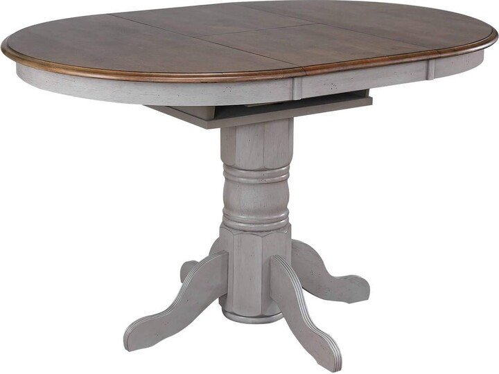 Sunset Trading Country Grove 6-Piece 42" Round Extendable Wood Pub Set in Gray