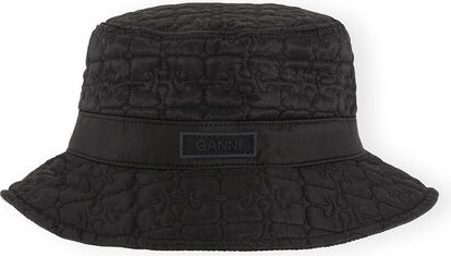 Ganni Black Quilted Tech Bucket Hat
