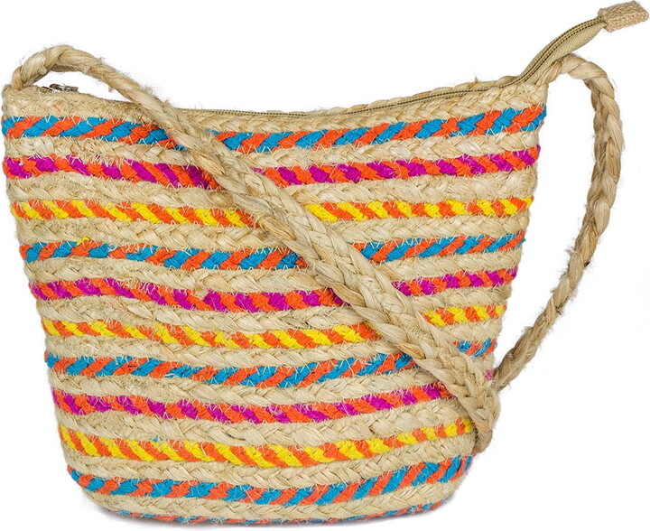Magid Women’s Striped Jute Crossbody Bag Purse