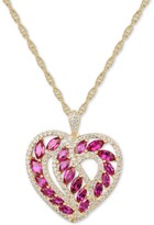 Thumbnail for your product : Macy's Ruby (2-1/4 ct. t.w.) & Diamond (1/2 ct. t.w.) Heart 18" Pendant Necklace in 14k Gold