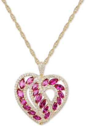 Macy's Ruby (2-1/4 ct. t.w.) & Diamond (1/2 ct. t.w.) Heart 18" Pendant Necklace in 14k Gold