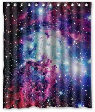 Flora Bathroom decor - Space Nebula Universe Wolf Pattern Retro Galaxy Tribal Patterned 60" x 72" Polyester Fabric Waterproof Shower Curtain