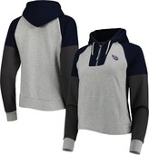 Thumbnail for your product : Antigua Women's Heathered Gray, Navy Tennessee Titans Jackpot Raglan Half-Zip Pullover Hoodie