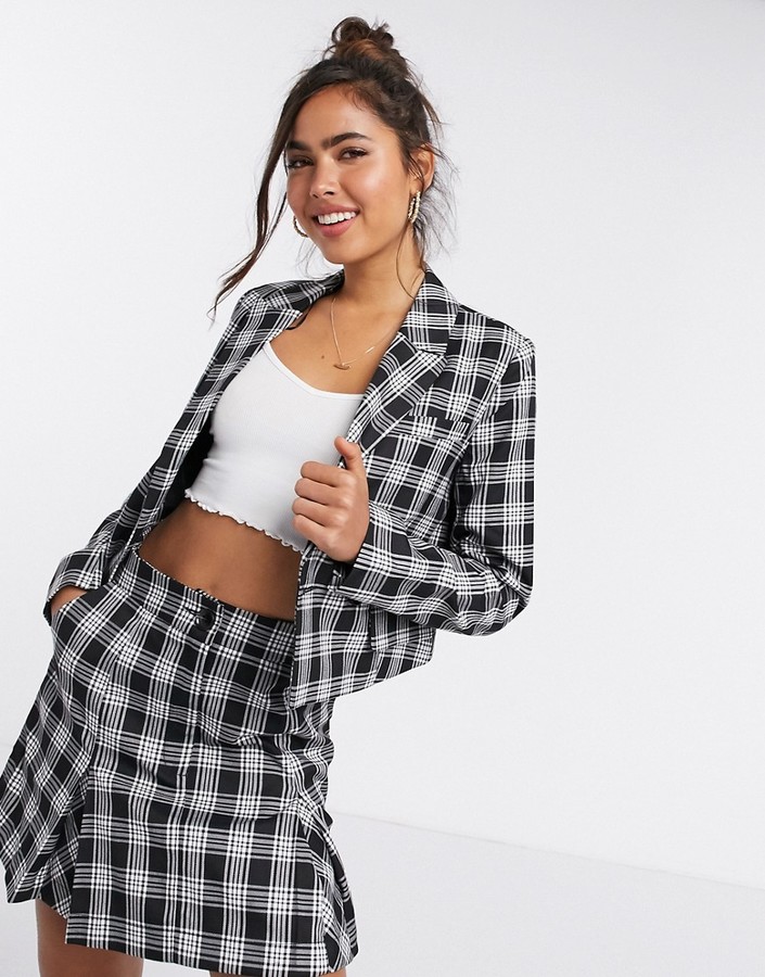 cropped checked blazer