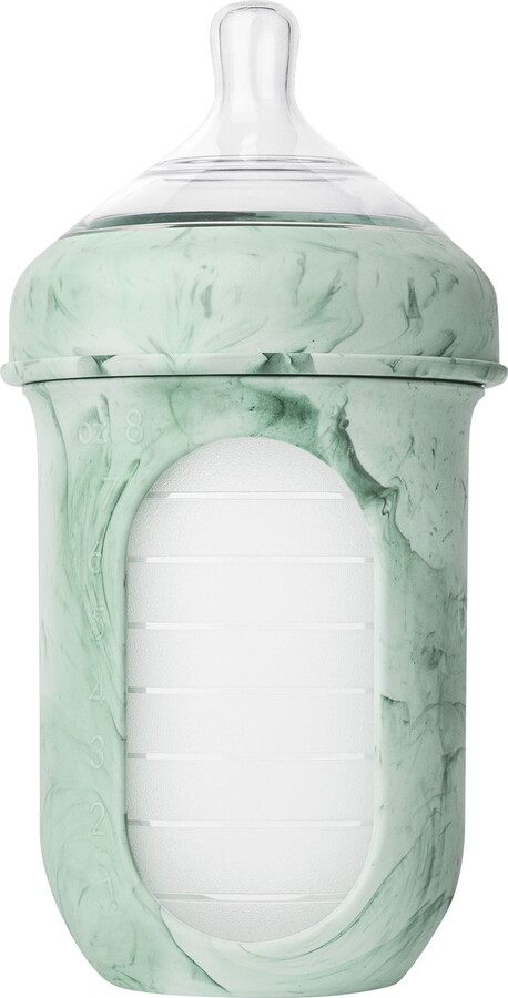Boon NURSH Reusable Silicone Pouch Baby Bottle – Stage 2 Medium Flow – 8oz – Mint Tie Dye