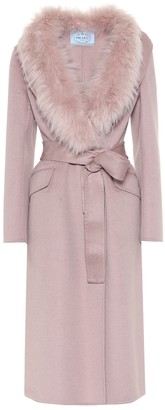 Prada Fur-trimmed wool-blend coat