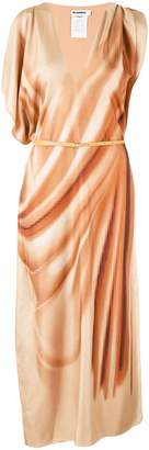 Jil Sander asymmetric sleeves maxi dress