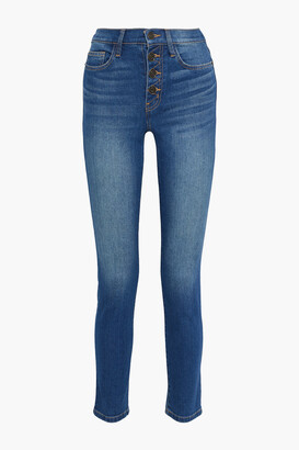 Current/Elliott - The Zig-Zag Morris faded high-rise skinny jeans - Blue - 24