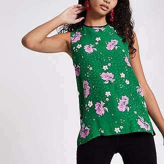 River Island Womens Green floral tank top