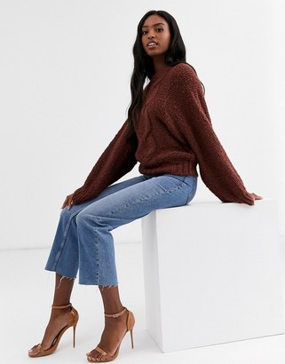Asos Tall ASOS DESIGN Tall cable jumper in lofty yarn with volume sleeve