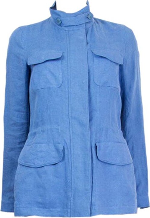 Loro Piana Sky Blue Linen Traveller Safari Jacket 40 S