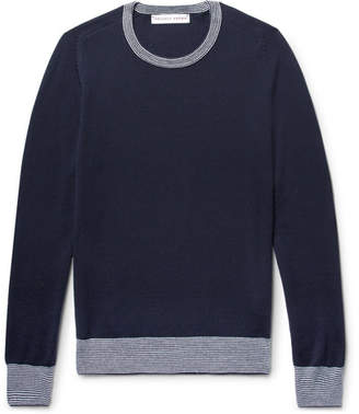 Orlebar Brown Lucas Stripe-Trimmed Merino Wool Sweater - Men - Midnight blue
