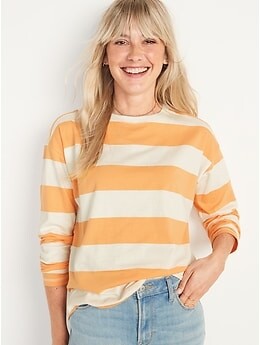 long sleeve vintage loose t shirt for women