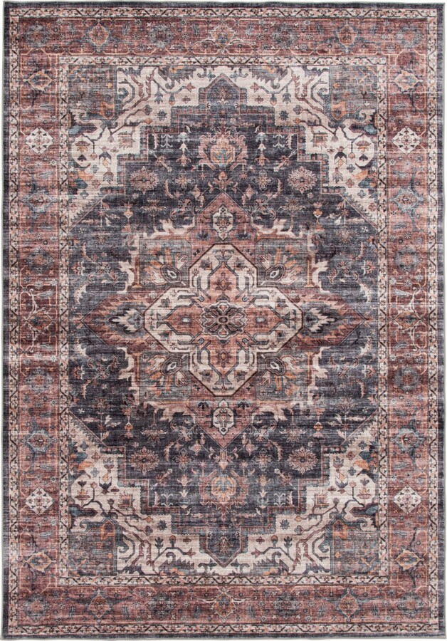 Mink Home Velvet Touch Washable Chan-001 7'6" x 9'6" Area Rug - Rust, Onyx