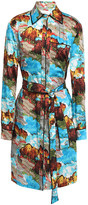 Thumbnail for your product : VVB Belted Printed Satin-twill Mini Shirt Dress