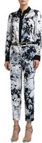 Thumbnail for your product : St. John Floral-Print Stretch Cotton Sateen Cropped Pants with Pockets