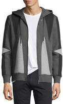 Thumbnail for your product : Neil Barrett Paneled Zip-Front Hoodie, Black/Gray