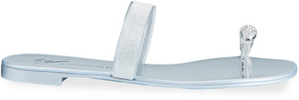 Giuseppe Zanotti Crystal Metallic Toe-Ring Flat Sandals