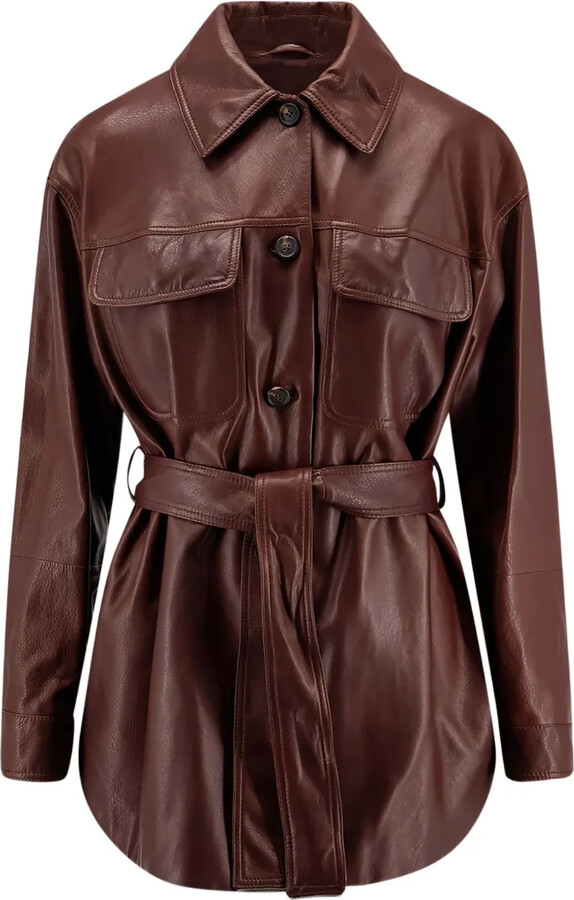 Brunello Cucinelli Belted Leather Jacket