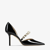 Thumbnail for your product : Jimmy Choo Black Patent Leather Pointed Pumps With Pearl Embellishment