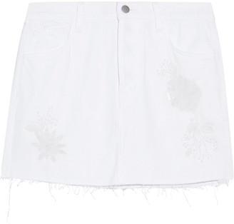 J Brand Bonny Embellished Frayed Denim Mini Skirt