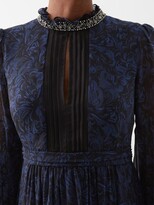 Thumbnail for your product : Saloni Hope Beaded-collar Floral-print Silk Dress