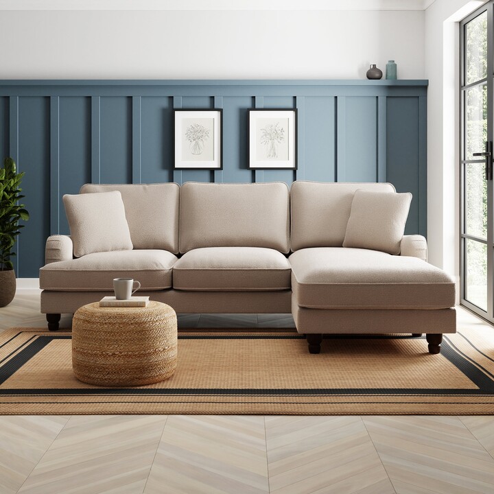 Dunelm Beatrice Chunky Soft Chenille Corner Chaise Sofa Chunky Soft