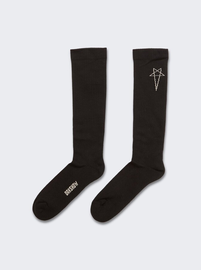 Rick Owens Pentagram Knee High Socks Black