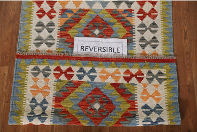 Dakota Fields Multicolor Kilim Reversible Wool Rug 3x4