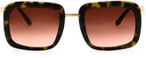 Thumbnail for your product : Stella McCartney Chunky Square Sunglasses, Green Tortoise