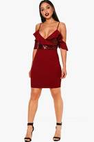 Thumbnail for your product : boohoo Cold Shoulder Sequin Panel Bodycon Dress