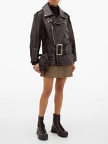 Thumbnail for your product : Toga Belted Leather Biker Jacket - Black