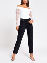 Thumbnail for your product : River Island Organza Bardot Top - White